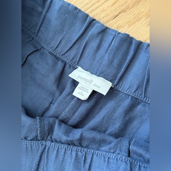 J. Jill 100% Linen Relaxed Cropped Pants Blue Beachy Lagenlook Size Large P - Picture 2 of 12